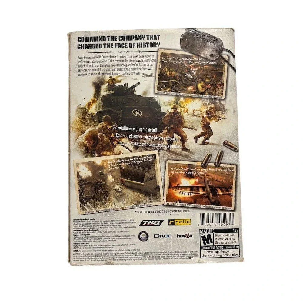 Company of Heroes PC 2006 Real-Time Strategy Game M Rating THQ